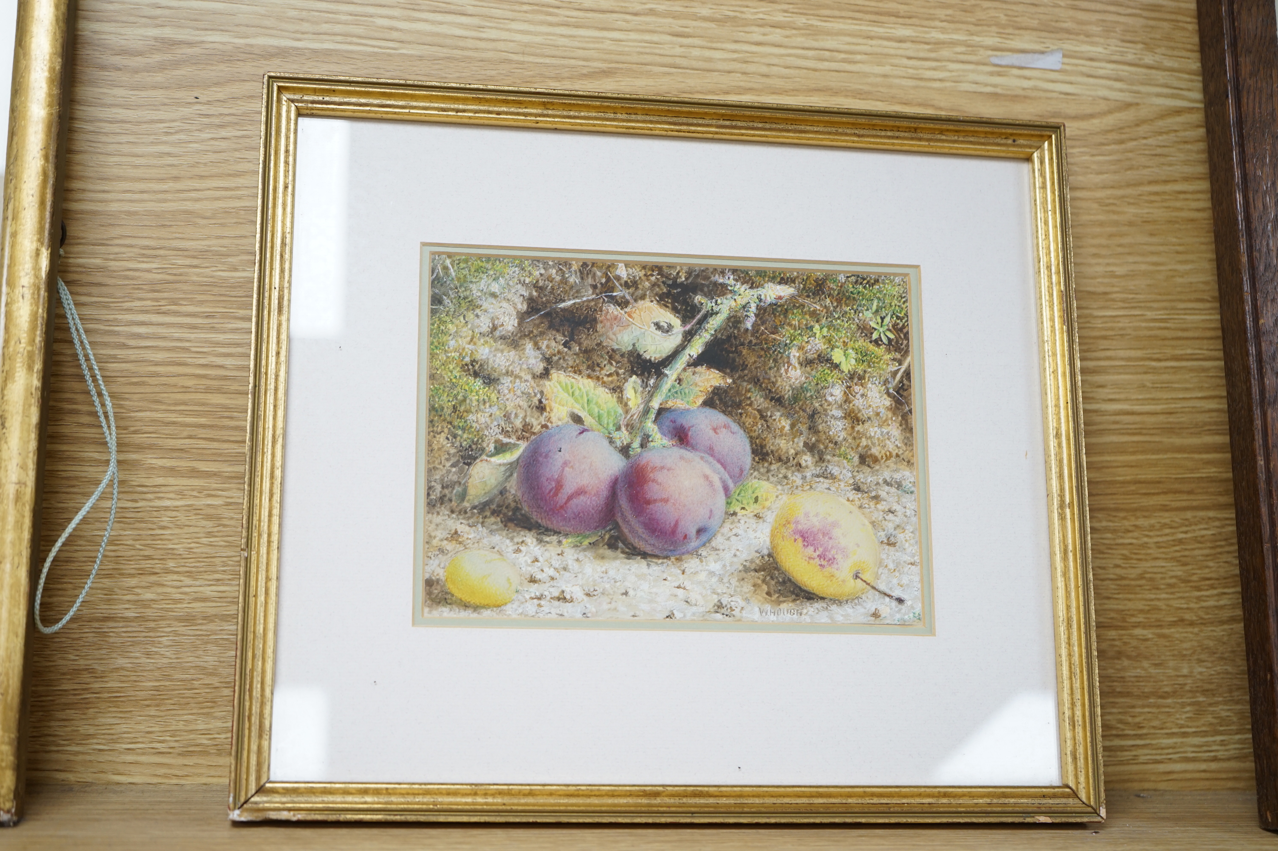 William Hough (1819-1897), watercolour, Still life of fruit, signed, 14 x 18cm